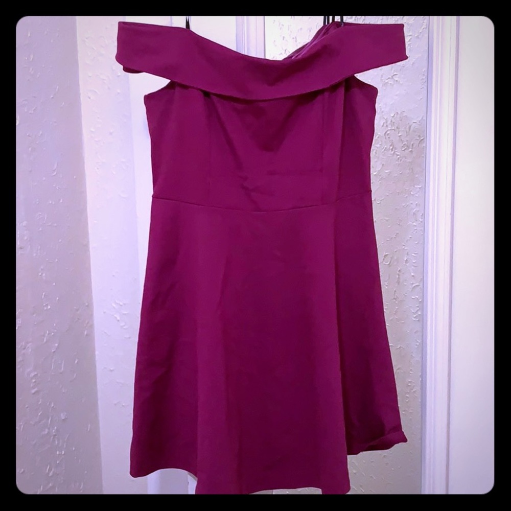 Magenta off the shoulder dress